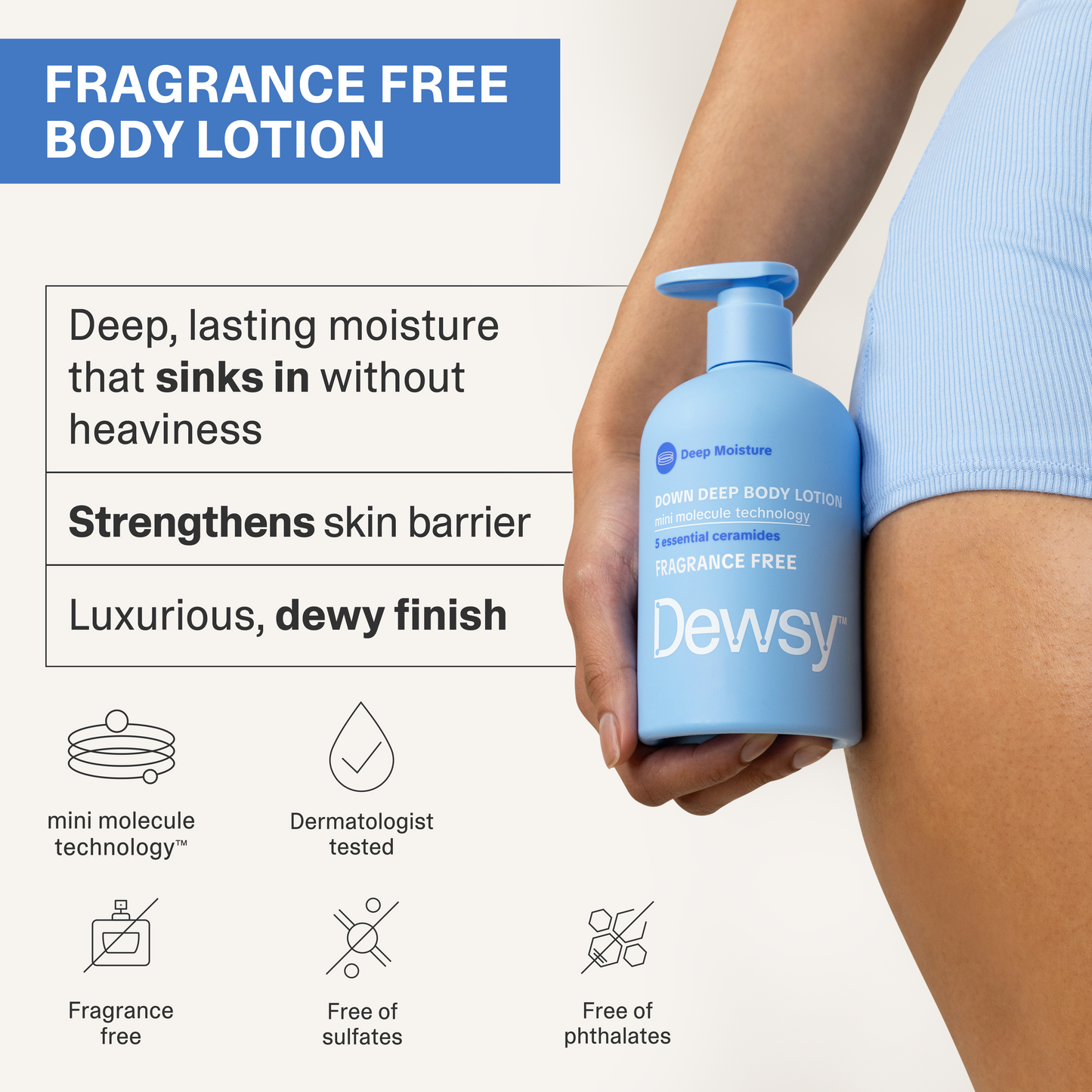 Down Deep Body Lotion - Deep Moisture Unscented, Fragrance Free