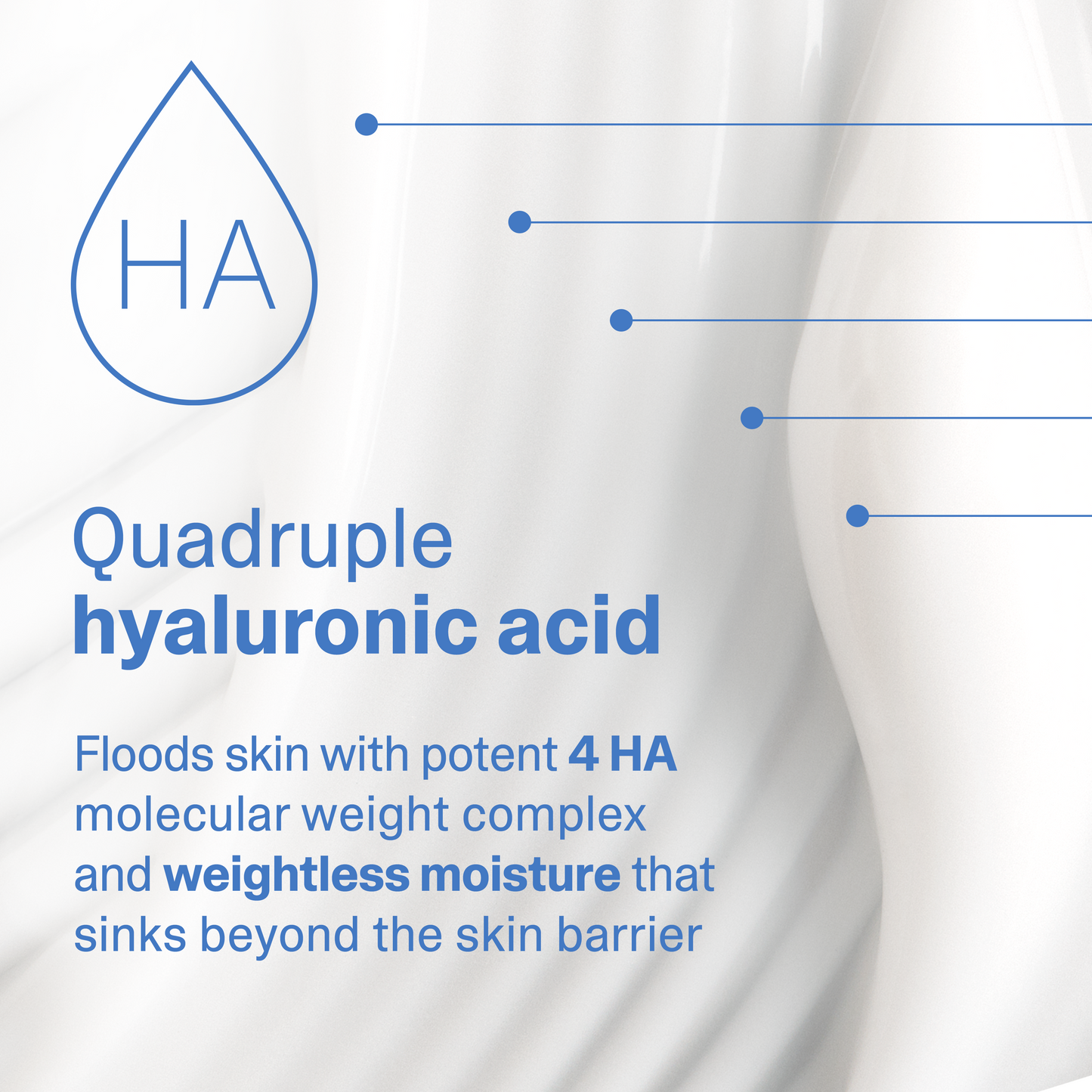 Dewsy quadruple hyaluronic acid — 4 HA molecular weight complex floods skin with weightless moisture that sinks beyond the skin barrier