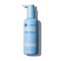 Dewsy Down Deep HA Body Serum Deep Moisture 8 oz blue pump bottle with mini molecule technology, 5 essential ceramides, and 4 types of hyaluronic acid